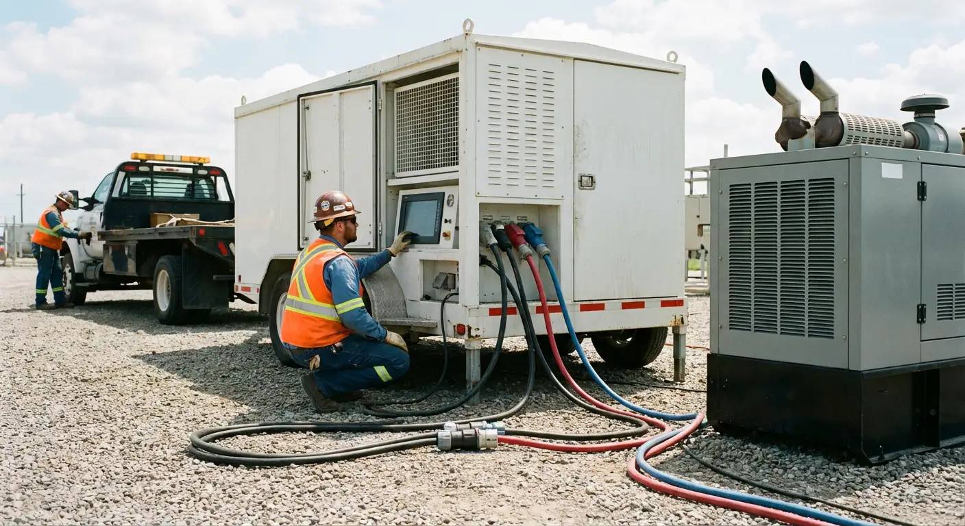 Load bank testing equipment setup in Apex, NC