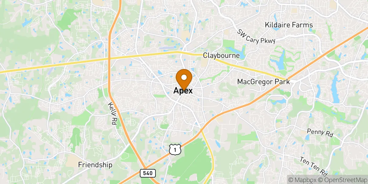 Downtown Apex neighborhood map in Apex, NC